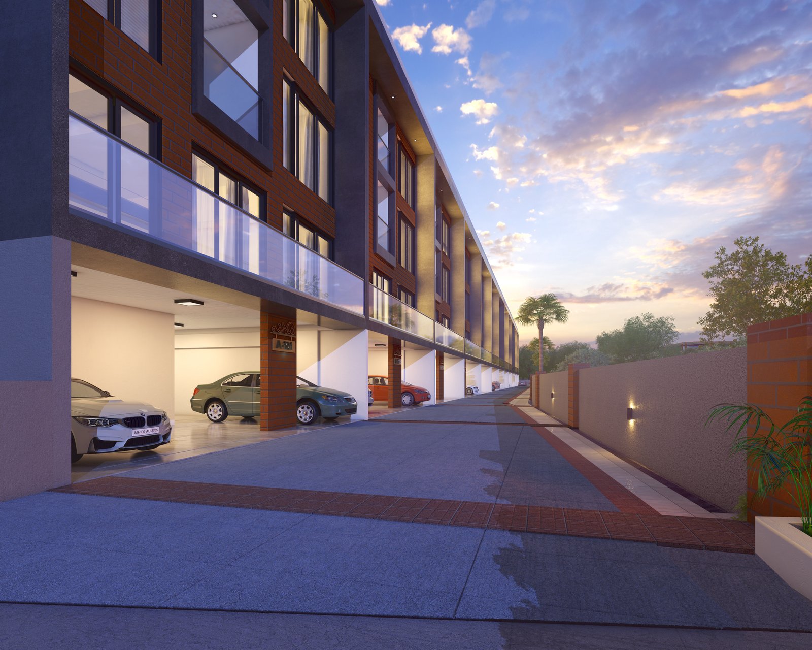 Covered private driveway and parking