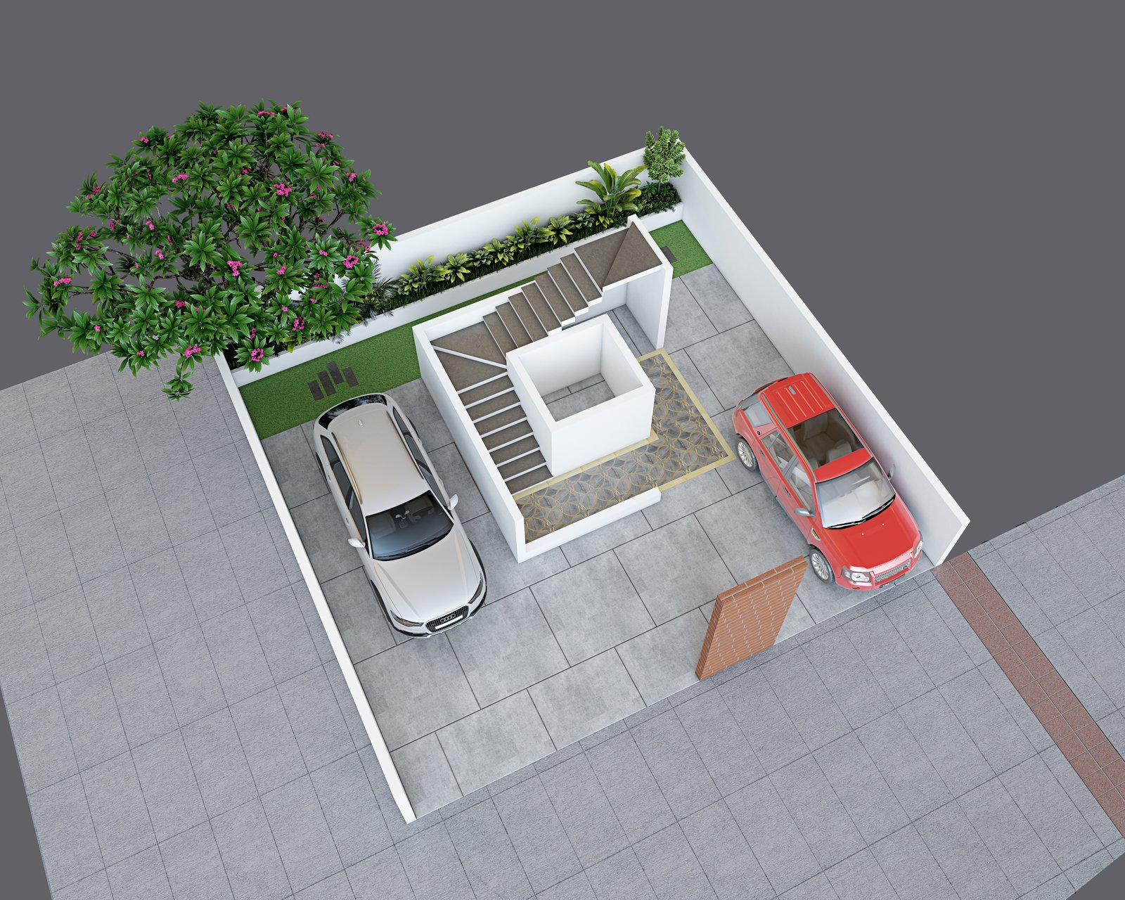 Ground floor with 2-car covered parking